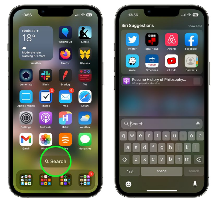 鲁山苹果手机维修分享升级到 iOS 16 后，如何删除主屏幕上的搜索按钮 